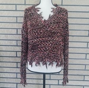 Made with Love by FCT Distress/Raw Hem Knit Sweater